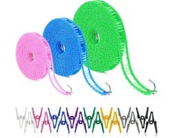 Cosensi - Antislip Waslijn Set met Wasknijpers voor Camping en Outdoor Gebruik