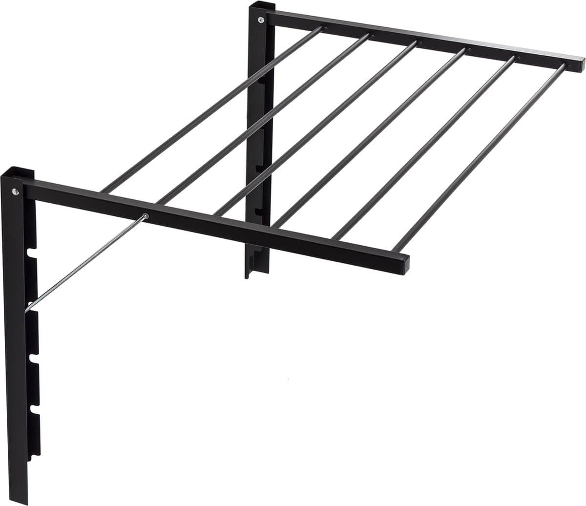 Droogrek - Opklapbare badkamerdroger aan de muur gemonteerd - 90 cm Zwart — afbeelding 1