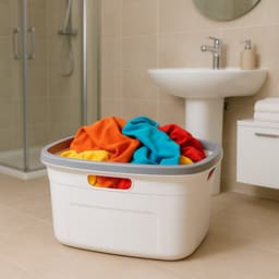 Motek® - Deluxe Wasmand - 45 l - Heupwasmand - Grijs Wit — thumbnail 5
