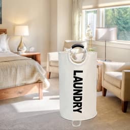 1 stuk - waszak - opbergmand voor vuile was, opvouwbare badkamer opbergemmer met grote inhoud, mand voor vuile was - beige — thumbnail 5