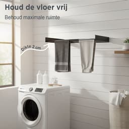Goodly® High quality Wanddroogrek 80 CM - Droogrek muur inklapbaar - Wasrek - Wasdroogrek buiten - QUALITY 4m - drooglijn - Wit — thumbnail 2