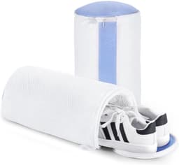 TOVBMUP 2 Stuks Waszakken - Schuhwaschbeutel - 39x19cm - 3D Netontwerp voor Rondom Reiniging - Herbruikbaar met Verborgen Rits - Geschikt voor Wasmachine en Sportschoenen - Polyester/Chenille - Extra Gecushioneerd voor Bescherming — thumbnail 1