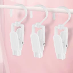 Draaibare Washaken Clips - 10 Stuks - Kunststof - 360° draaibare haak - Multifunctionele Ophanghaken voor Hoeden - Handdoeken - Sokken en Broeken - Wit — thumbnail 2