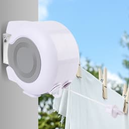 Plastic telescopische waslijn - Waslijn - 13 meter dikke waslijn - Draaibaar windbestendig droogrek - 26 meter dubbele waslijn - Intrekbare waslijn - Wandgemonteerd droogrek - Buitenwaslijn — thumbnail 3