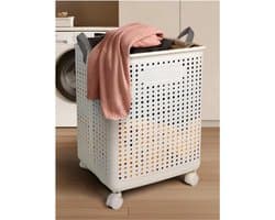 Thuys – Opvouwbare Wasmand – Met Wielen – 67L Grote Kunststof Wasmand – Met Handvat – Duurzame Wasbox En Speelgoed Organizer