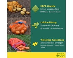 Aardappelzakken zonder trekkoord - Grofmazige Ritselzakken 26 x 36 cm voor Fruit, Groenten en Noten