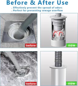 Afvoerplug wasmachine - Rfdichtring - toepasbare buisbinnendiameter 60-65 mm - Aftapplug - Rioolafdichtingen - Afvoerplug afdekking vloer - afvoerbuis afdichting - anti-geur afvoerafdichting - met deksel - voor thuis, keuken en badkamer - grijs — thumbnail 4