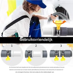EXCITAT Afvoerslang voor wasmachine - Afvoerverlenging - Universele afvoerverlengset - met afvoeraansluiting en 2 klemmen - Geschikt voor wasmachines, vaatwassers en drogers - 3 m — thumbnail 4
