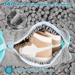 2-Pack schoenwaszakken - schoenreinigingszakken - schoenwaszakken - met onzichtbare rits - machinewasbaar - herbruikbaar - 360 graden pluisreiniging - voor sneakers- tennisschoenen en schoenen (grijs) — thumbnail 4