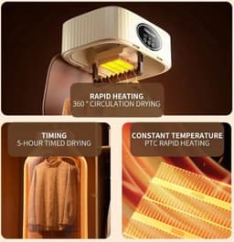 Opvouwbare Elektrische Kledingdroger – Slimme Droogrek met UV Technologie – Draagbare Warme Lucht Droger voor Reizen – 220V/110V — thumbnail 3