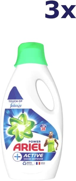 Ariel Vloeibaar Wasmiddel +Actieve Odor Defense - Vleugje Ambi Pur / Fébreze - 3 x 28 Wasbeurten - Voordeelverpakking — thumbnail 1