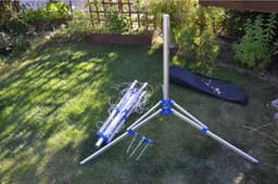 DailySupplies® Droogmolen met Voet voor Camping & Thuis - Wasrek Staand - Droogrek Inklapbaar - Wit met Blauw — thumbnail 4