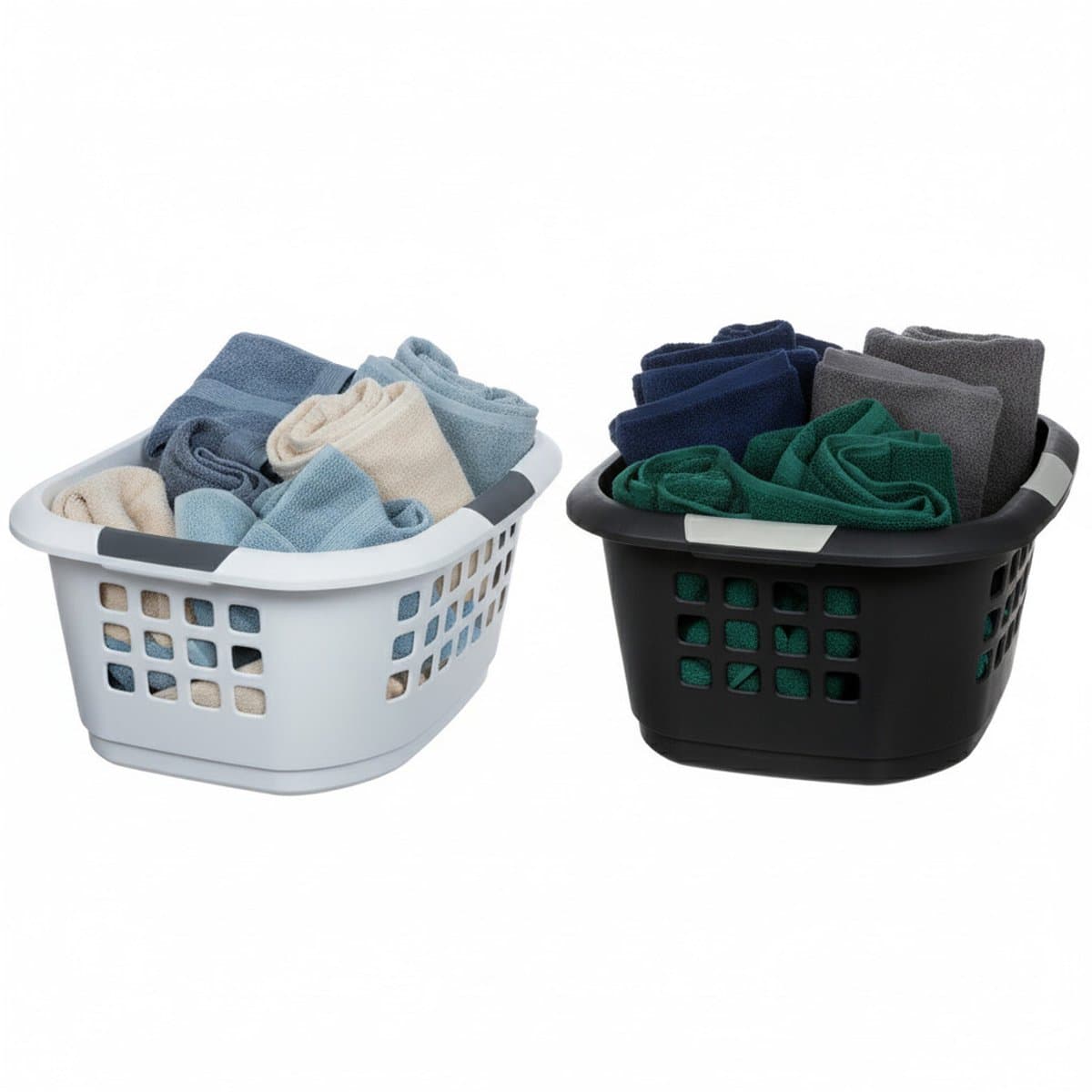 Benson Wasmanden set - 2 stuks - extra groot - grijs/wit - kunststof - 51 liter - 67 x 47 x 27 cm — afbeelding 1
