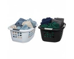 Benson Wasmanden set - 2 stuks - extra groot - grijs/wit - kunststof - 51 liter - 67 x 47 x 27 cm