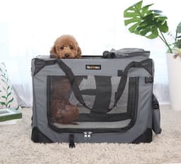 Feandrea - transportbox - reisbench - 60x42x42 cm - voor honden - opvouwbaar - oxford stof - grijs — thumbnail 2