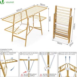 Staand Droogrek 20m Roestvrij Staal Drooglengte - Inklapbaar - Imitatie Hout Design — thumbnail 2