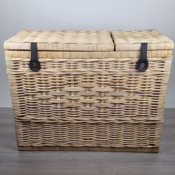 Migo Styling - Wasmand - 3 vakken - Naturel -Met deksel - 85x40xH65 - Riet - Rotan - Trio — thumbnail 2
