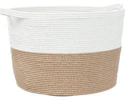vidaXL - Wasmand - Ø - 60x36 - cm - katoen - bruin - en - wit