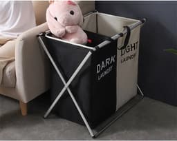 Opvouwbare Wasmand Organizer Voor Vuile Kleren Wasmand Grote Sorter Twee Of Drie Grids Inklapbare Opvouwbare Mand — thumbnail 3