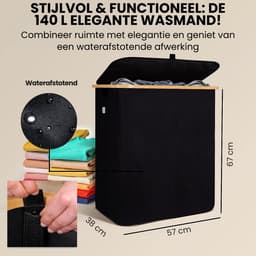 Oneiro's Luxe Wasmand PRO 140 L Beige - opvouwbaar - L38 x B57 x H67 cm - wasmanden - wassorteerder — thumbnail 5