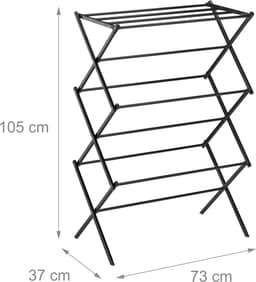droogrek inklapbaar - tot 25 kg - 105x73x37 cm - staand - zwart — thumbnail 3