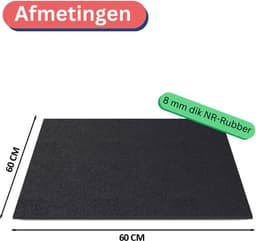 Wasophoogte® Anti Trillingsmat Wasmachine en droger - 60x60x0,8 cm - Geluidsdempende Antislipmat - Trillingsdemper wasmachine — thumbnail 5