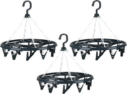 Urban Living Wasgoed droogcarrousel/droogmolen - 3x - 18 clips/knijpers - antraciet - kunststof - 32 cm — thumbnail 1