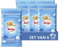 Robijn - Droogtrommeldoekjes - Morgenfris - beschermen kleuren en stoffen en helpen tegen statische kleding - 6 x 20 stuks
