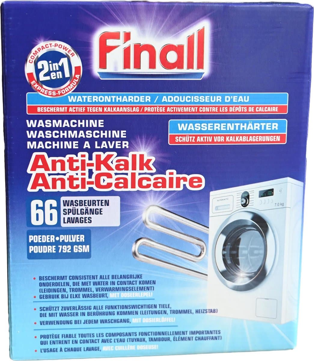 Finall waterontharder voor wasmachine anti kalk voor 66 wasbeurten — afbeelding 1