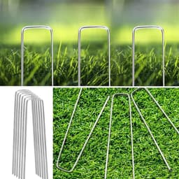 U-vormige verzinkte haringen 15 x 45 cm - gras doeknagels - roestvrij staal - grondankers - met bufferschijven - tent - onkruiddoek - tuinieren - 100 stuks — thumbnail 5