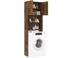 Wasmachine ombouw - Kast - Opbouwmeubel - Verhoger - Wasmachine meubel - Opbergkast - Hout - Gerookt Eiken