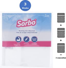 3x Sorbo Waszakken - Wasnetten - Set van 3 Wasnetjes 30x40 cm - Waszak Met Rits - Wasbaar Tot 95 Graden - Beschermt Fijn Wasgoed — thumbnail 1