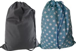 Bluvardi katoenen waszakken set van 2 stuks - XXL -antracit -stars — thumbnail 1