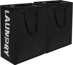 Foldable Laundry Basket Pack of 2 75 Litres - Narrow Laundry Collector for Bathroom Living Room 60 x 40 x 34 cm — thumbnail 1