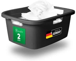 Novaliv 2-pack wastobbe met 3 handgrepen 25L antraciet, wasboxset wasemmer wascontainer voor badkamerwas vuile was, wastobbes wasmand opbergmand verzamelbox