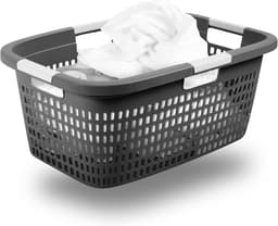 Novaliv wasmand met 4 handgrepen 40L antraciet, wasboxset wasemmer wascontainer voor badkamerwas vuile was, wasmanden wasmand opbergruimte wasmand verzamelbox — thumbnail 1