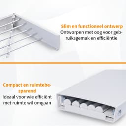 WoonWonder Wanddroogrek – Droogrek - Inklapbaar Droogrek - Wasrek Hangend - Uitschuifbaar - Muurdroogrek - 4m Drooglengte - 80 cm - 4m Drooglengte - Wit — thumbnail 5
