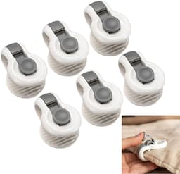 Dekbed Clips – 6 Stuks – Anti-Slip Dekbedhouders – Dekbed Knijpers - Clip Dekbedovertrek - Voorkomt Verschuiven van Dekbed in Overtrek – Onzichtbaar Onder Beddengoed – Wit / Grijs — thumbnail 1