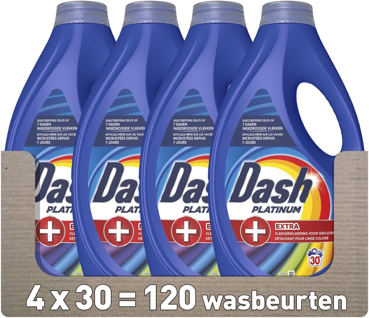 Dash Platinum Vloeibaar Wasmiddel +Extra Vlekverwijdering voor Gekleurde Was - 4 x 30 Wasbeurten — afbeelding 1