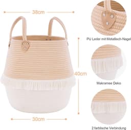 Boho Wasmand - Gevlochten Decoratieve Opbergmand voor Kinderkamer en Woonkamer — thumbnail 5