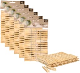 Ultra clean wasknijpers - 360x - bamboe hout - 7 cm - wasspelden knijpers - was ophangen - drogen — thumbnail 1