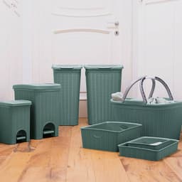 Wasmand met deksel 'Elegance' - 36 Liter - Met ventilatie - 100% Gerecycled kunststof - Groen — thumbnail 3