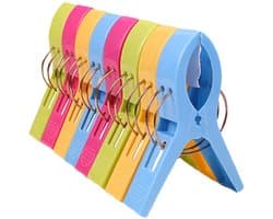 8 stuks wasknijpers, winddichte bevestigingsclips van kunststof, strandlakenklemmen, grote traceless kunststofklemmen, antislip bevestigingsvellen en quiltklemmen, geschikt voor quilts/strandlakens（blauw/rood/geel/groen）