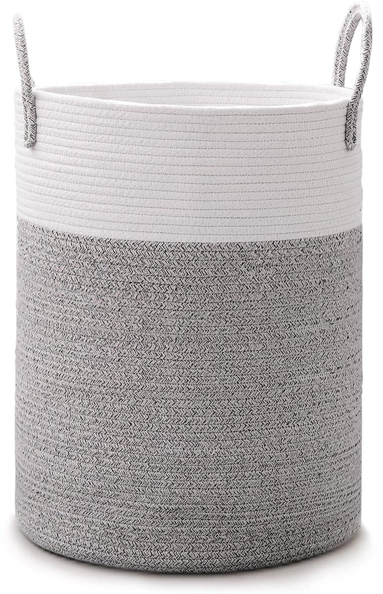 Ibenzoa® Gevlochten Wasmand van Katoen, 60 Liter, Draagbaar met Handvat en Opvouwbaar Design — afbeelding 1