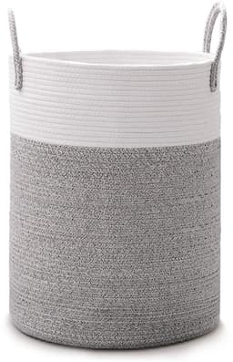 Ibenzoa® Gevlochten Wasmand van Katoen, 60 Liter, Draagbaar met Handvat en Opvouwbaar Design — thumbnail 1