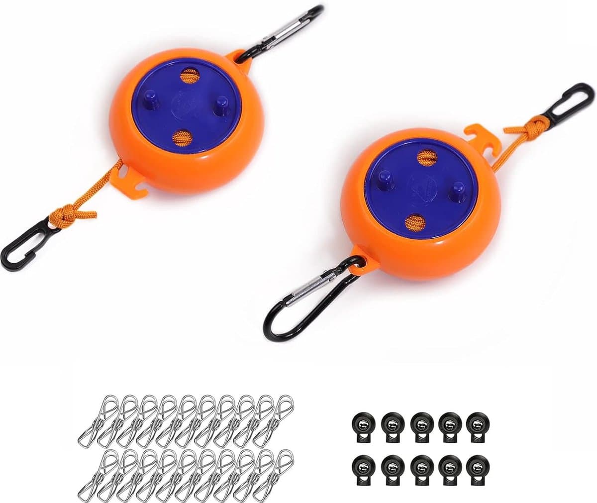 Waslijn, uittrekbaar, waslijn, camping, draagbaar, 8 m, outdoor, camping, winddicht, draagbaar hangend rek, kledingrek, wasrek, voor badkamer, wasruimte, tuin of reizen — afbeelding 1
