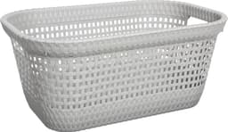 5Five Wasmand van rotan gevlochten - beige - kunststof - 45 liter - 59 x 38 x 26 cm — thumbnail 1
