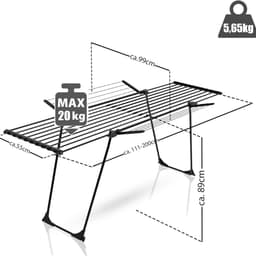 White-Label® Wasrek Inklapbaar op Wieltjes - Droogmolen - Droogtoren Staand - Zwart — thumbnail 2