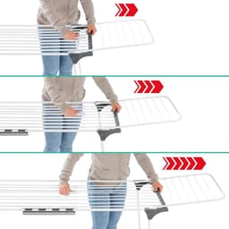 Ruimtebesparend XXL Vleugeldroogrek met Wielen tot 260 cm - 25 Meter Drooglengte voor 2-3 Wasbeurten — thumbnail 5