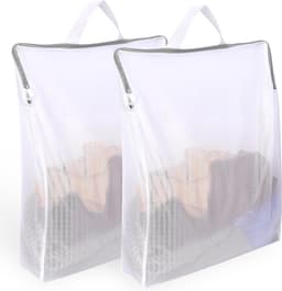 Waszakjes 2 Stuks- Waszakken - Wasnetten - Waszakjes Met Rits - Bescherm Je Wasgoed En Wasmachine - 50x40x10 Cm - Wasnet Groot - Mesh Waszakken Met Ritssluitingen - Herbruikbare Waszak Met Handvat - Voor Thuis, Slaapzaal, Hotel, Reizen — thumbnail 1